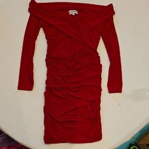 Elegant Red Long Sleeve Dress